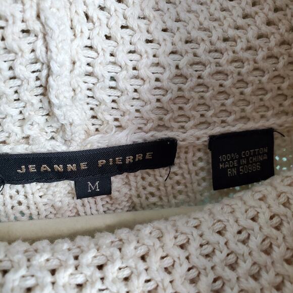 Jeanne Pierre Cable Knit Cowl Neck Cream Sweater Size Medium - Picture 3 of 6